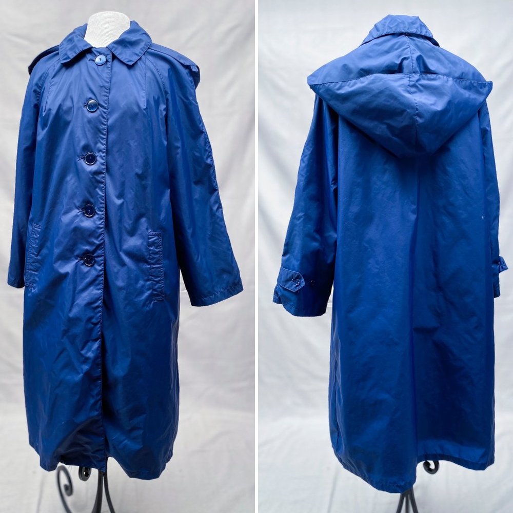 Vintage 80s Trench Coat, Hooded Rainslicker